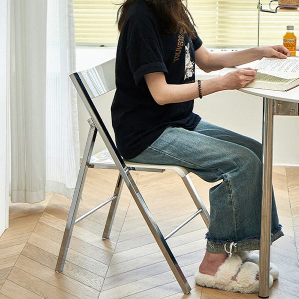 Contemporary Nordic Square Acrylic Metal Dining Chair Foldable For Dining Room - Image 6