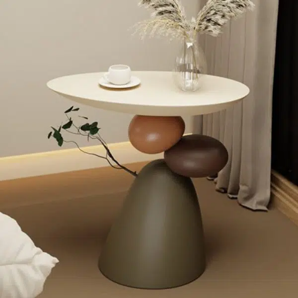 Contemporary Creative Round Elliptical Branch Slab Resin End Table For Bedroom - Image 9