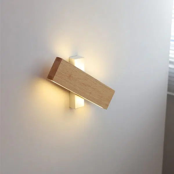 Japanese Minimalist Log Rectangular Flat Rotatable LED Wall Sconce Lamp - Image 7