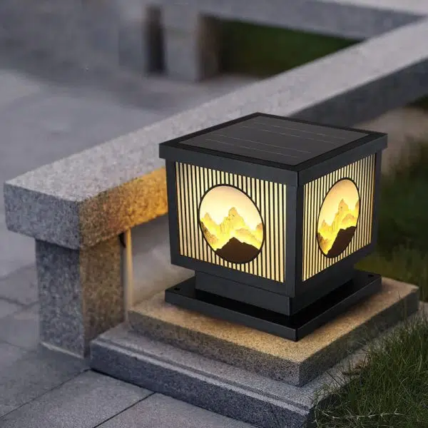 Solar Chinese Landscape Square Post Head Outdoor Waterproof LED Garden Landscape Light - Image 20