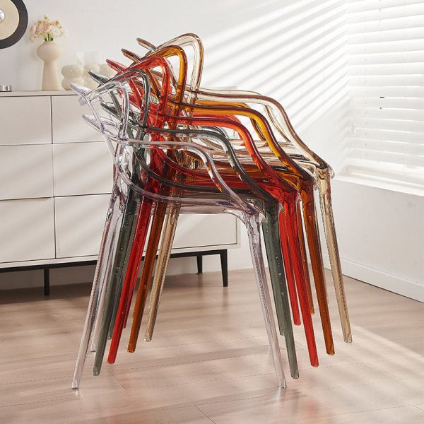 Contemporary Creative Curved Frame Plastic Acrylic Dining Chair Backrest Armrest For Dining Room - Image 7