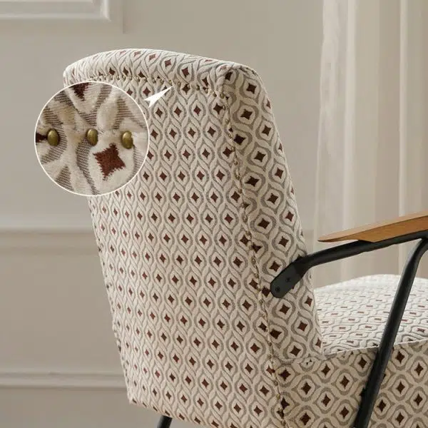 Contemporary Luxury Rectangular Iron Fabric Accent Chair Backrest Armrest For Living Room - Image 5