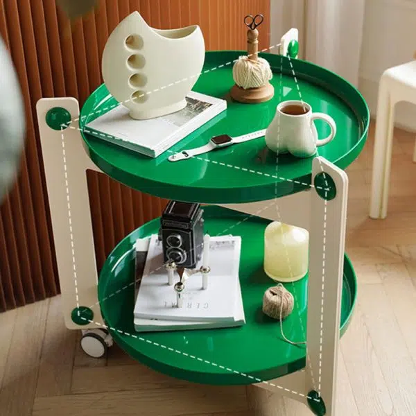 Contemporary Creative Round PET Acrylic End Table 2-Tier For Living Room - Image 9