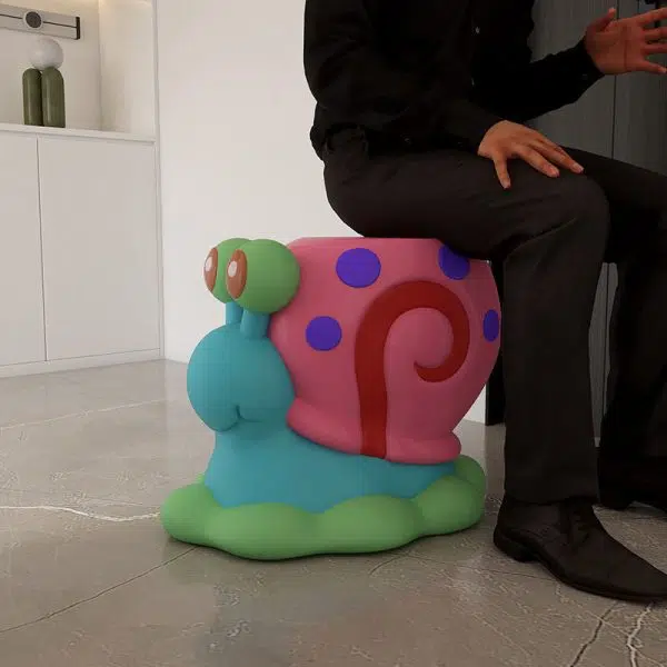 Contemporary Creative Cartoon Snail Design Resin Low Stool For Living Room - Image 10