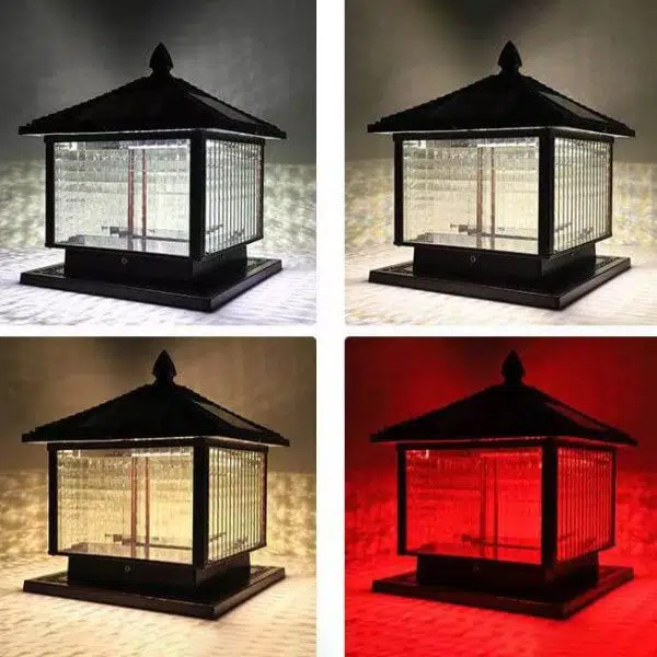 Modern Retro Square Die-Cast Aluminum Glass Solar Outdoor Garden Landscape Column Head Light - Image 5