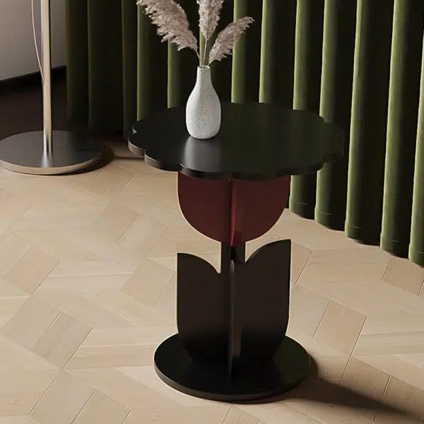 Contemporary Creative Petal Round Tabletop Pine Glass Side Table For Living Room - Image 8