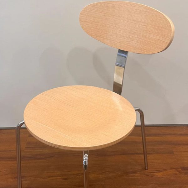 Contemporary Nordic Wood Stainless Steel Round Dining Chair Backrest For Dining Room - Image 7