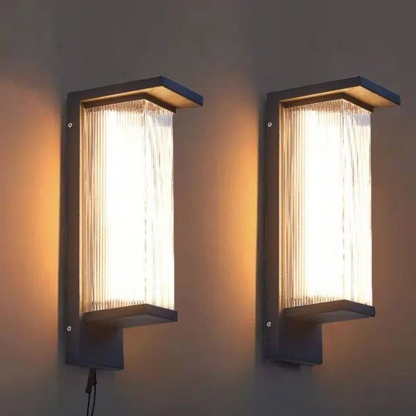 Industrial Waterproof Rectangular PC Striped Shade LED Outdoor Wall Sconce Lamp - Image 3