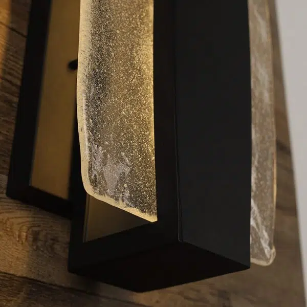 Modern Minimalist Rectangle Aluminum Glass LED Wall Sconce Lamp For Outdoor Patio - Image 6