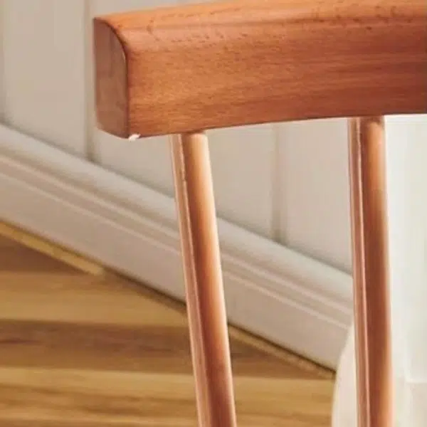 Contemporary Nordic Round Rubberwood Rattan Dining Chair Backrest For Dining Room - Image 5