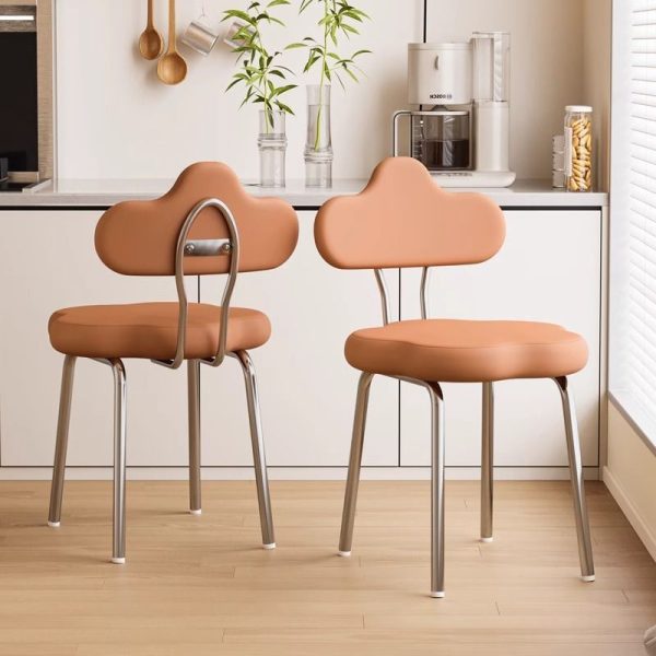 Contemporary Nordic Flower Shape Leather Metal Swivel Dining Chair Backrest For Living Room - Image 11