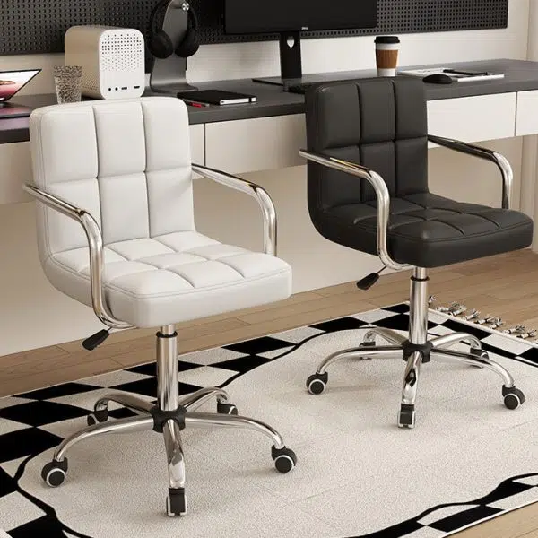 Modern Simplicity Leather Steel SGS Sponge Square Lattice Desk Chair Backrest Swivel Adjustable For Home Office - Image 2