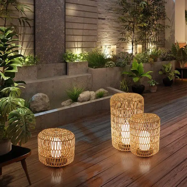 Japanese Simple Rattan Column Waterproof 1-Light Outdoor Lawn Floor Lamp - Image 18