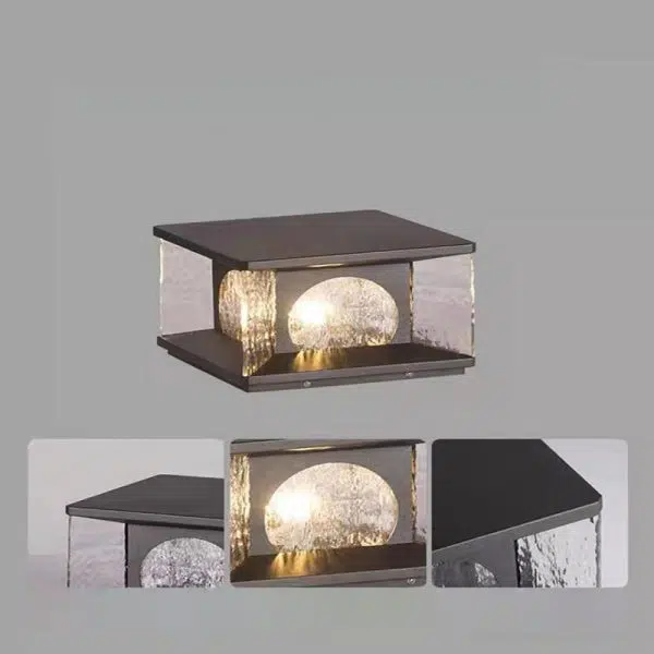 Modern Minimalist Solar Waterproof Rectangle Stainless Steel Glass LED Post Head Light For Outdoor Patio - Image 10