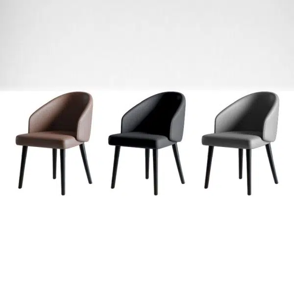 Contemporary Nordic Trapezoid Cushion Saddle Leather Ash Wood Dining Chair Backrest For Dining Room - Image 9