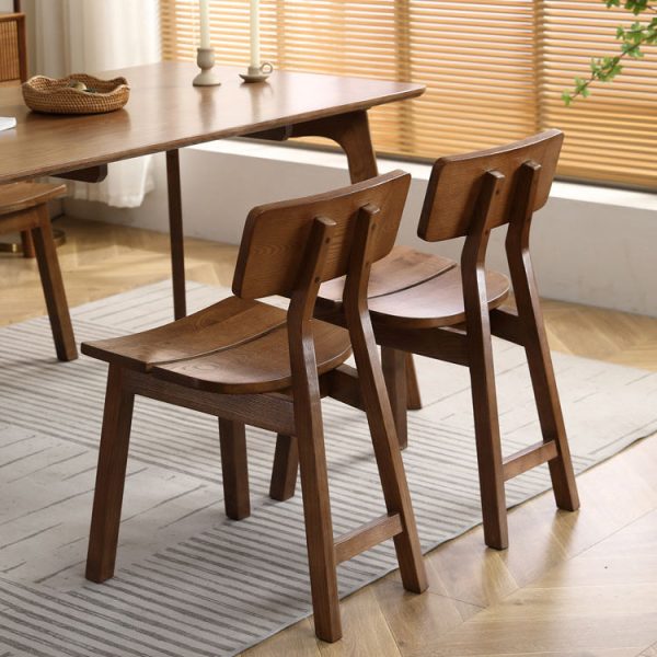Contemporary Nordic Ash Wood Square Rectangular Dining Chair Backrest For Dining Room - Image 5