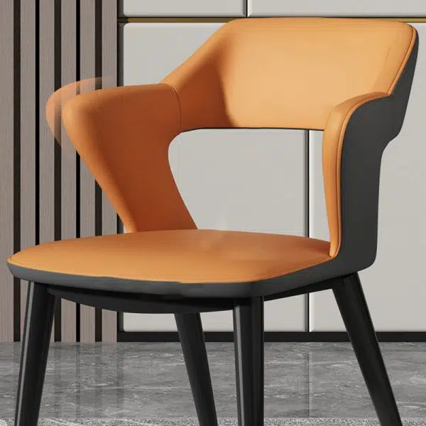 Contemporary Scandinavian Leather Fabric Carbon Steel Sponge Square Wing Dining Chair Backrest Armrest For Dining Room - Image 8