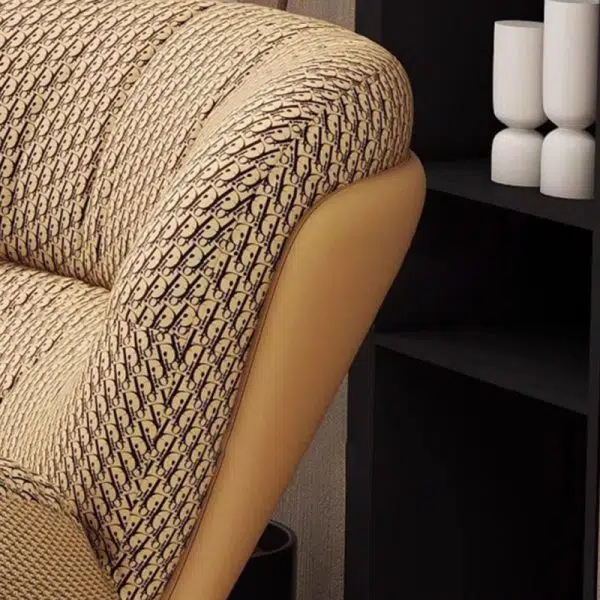 Contemporary Nordic Houndstooth Velvet Upholstered Carbon Steel Rocking Chair Backrest For Living Room - Image 6