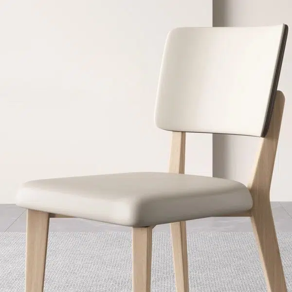 Contemporary Nordic Square Leather Solid Wood Frame Dining Chair Backrest For Dining Room - Image 7