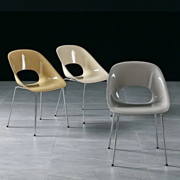 Contemporary Creative Square Hollow Out Backrest PP Metal Dining Chair For Dining Room - Image 3