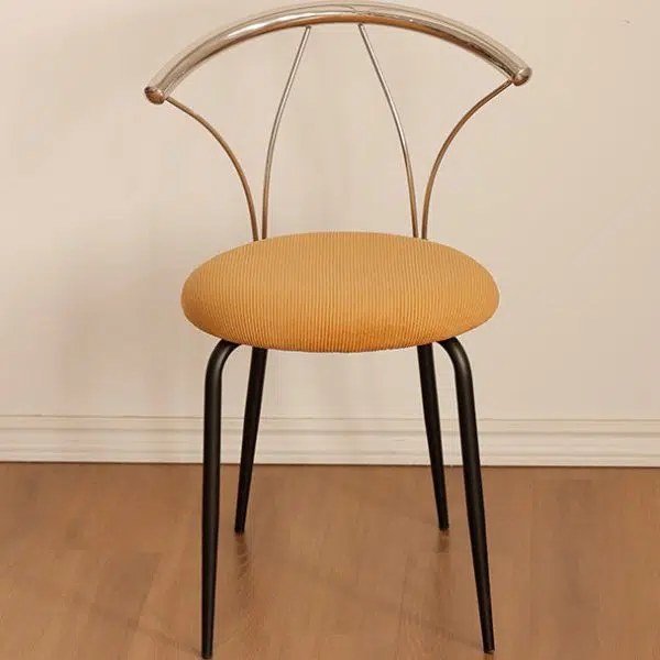 Contemporary Nordic Round Scalloped Backrest Fabric Corduroy Stainless Steel Dining Chair For Dining Room - Image 3