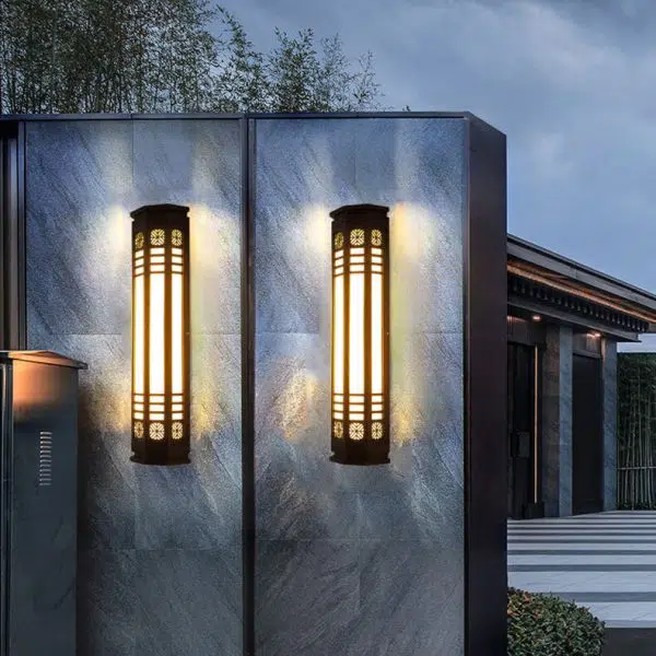 Modern Classical Cylindrical Stainless Steel Imitation Marble Waterproof Outdoor LED Wall Sconce Lamp - Image 7