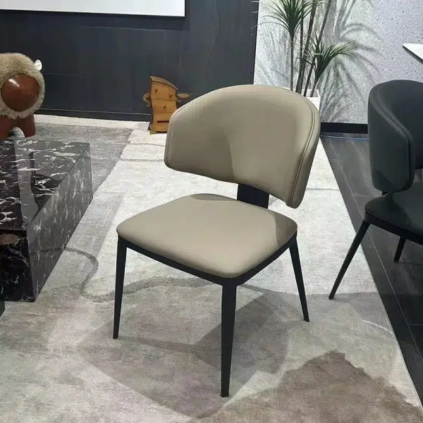 Modern Luxury Square Leather Iron Chair Backrest Armless For Living Room - Image 16