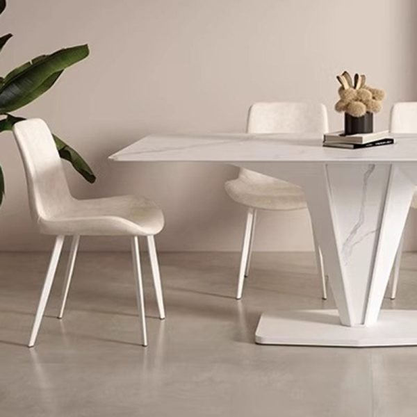 Contemporary Scandinavian Leather Carbon Steel Sponge Square Curved Dinining Chair Backrest For Dining Room - Image 12