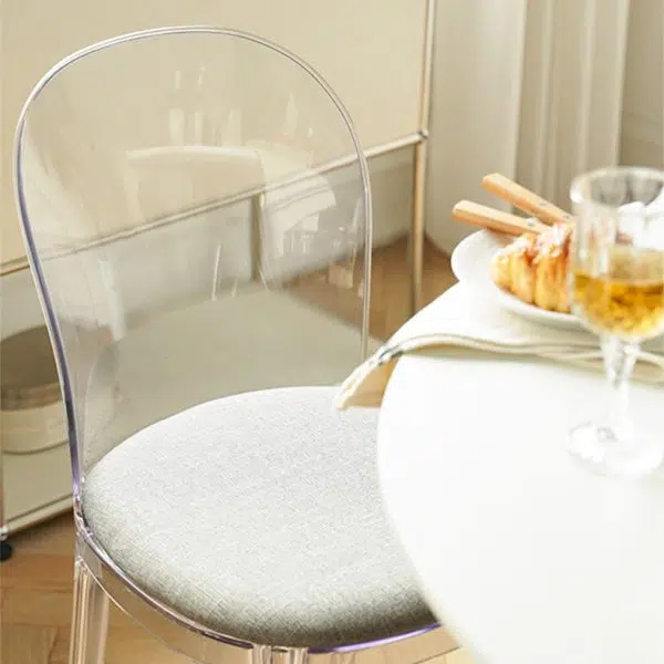 Contemporary Scandinavian Curved Plastic Fabric Chair Backrest Armless For Living Room - Image 8