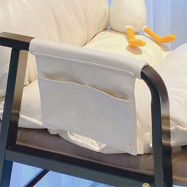 Modern Minimalist Rectangular Leather Steel Chair Backrest Armrest For Living Room - Image 5