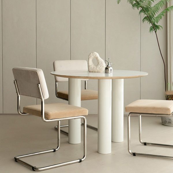 Contemporary Nordic Square Fabric Upholstered Stainless Steel Bracket Dining Chair Backrest For Dining Room - Image 3