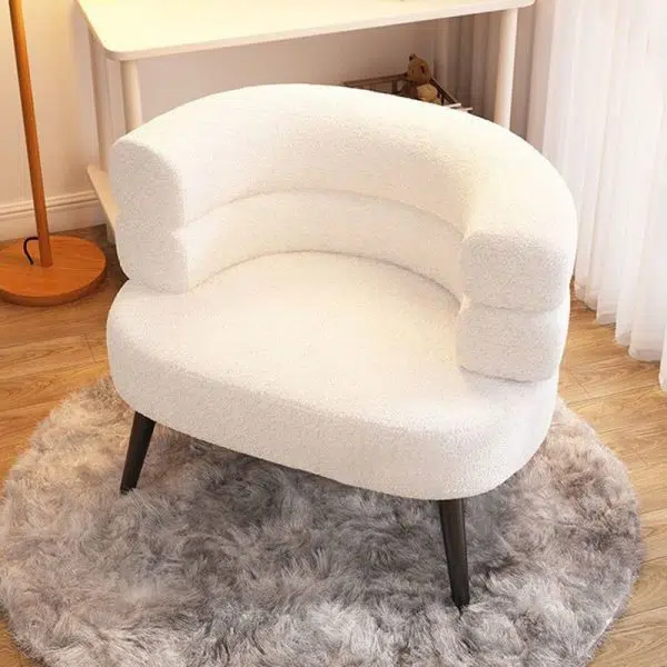 Contemporary Nordic Curved Lambswool Carbon Steel Legs Accent Chair Backrest For Living Room - Image 13