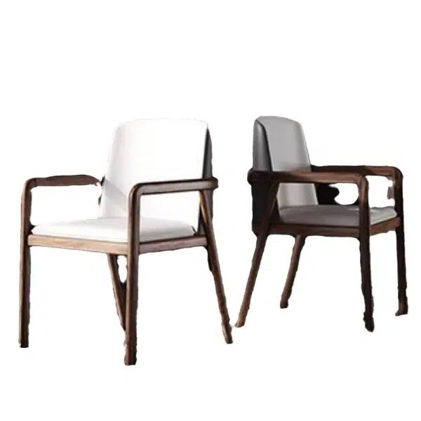 Traditional Chinese Square Ash Wood High Resilience Sponge PU Leather Dining Chair Backrest Armrest For Dining Room - Image 14