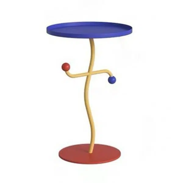 Contemporary Creative Color Blocking Iron Tray Top Distortion End Table For Living Room - Image 10