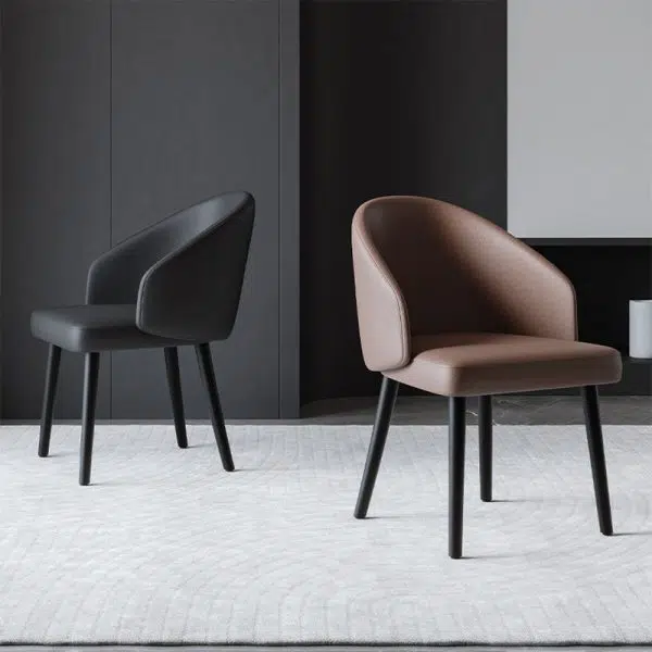 Contemporary Nordic Trapezoid Cushion Saddle Leather Ash Wood Dining Chair Backrest For Dining Room - Image 13