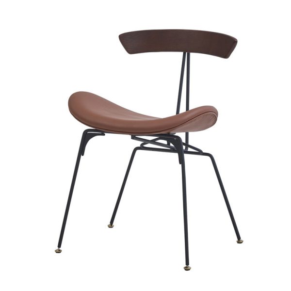Contemporary Industrial Ant Arch Wood Rebar Leather Fabric Sponge Dining Chair Backrest For Dining Room - Image 52