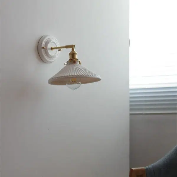 Vintage Japanese Ceramic Brass 1-Light Wall Sconce Lamp - Image 30