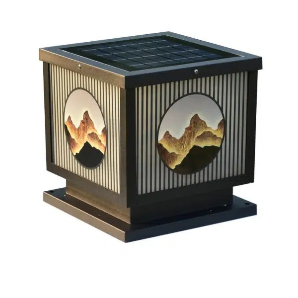 Solar Chinese Landscape Square Post Head Outdoor Waterproof LED Garden Landscape Light - Image 7