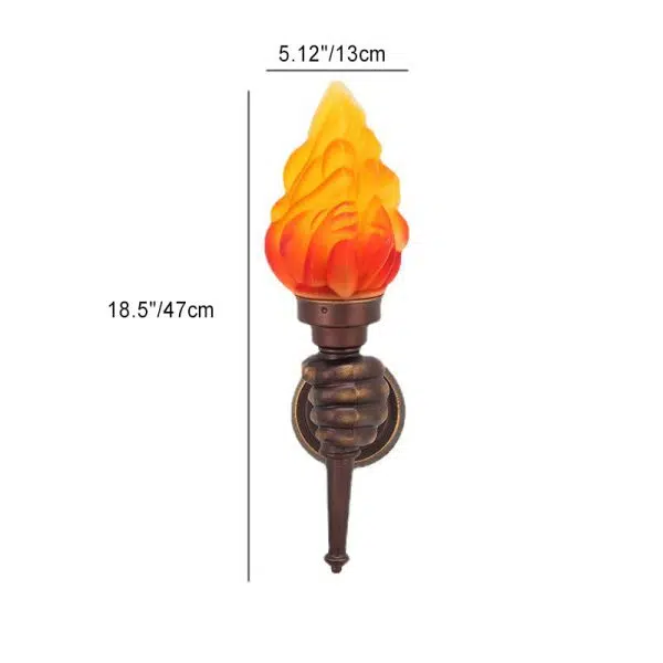 Contemporary Creative Hand Held Torch Aluminum Glass 1-Light Outdoor Wall Sconce Lamp For Garden - Image 4