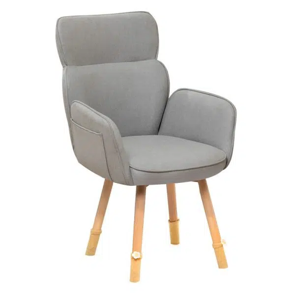 Contemporary Nordic Square Fabric Upholstered Solid Wood Legs Vanity Stool Backrest Armrest For Bedroom - Image 13