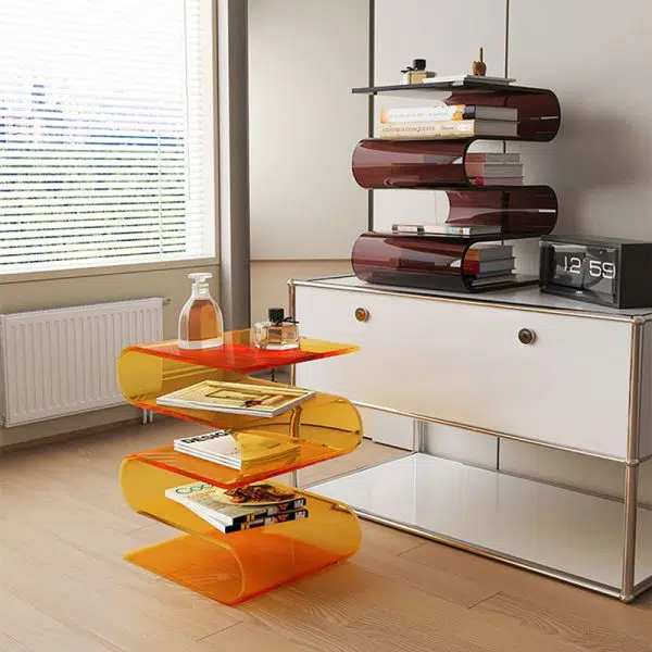 Contemporary Creative Acrylic Curved End Table 5-Tier For Living Room - Image 7