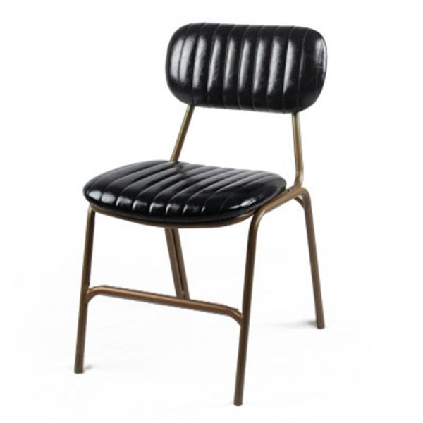 Contemporary Industrial Leather Iron Square Elliptical Stripe Dining Chair Backrest Footrest For Dining Room - Image 36