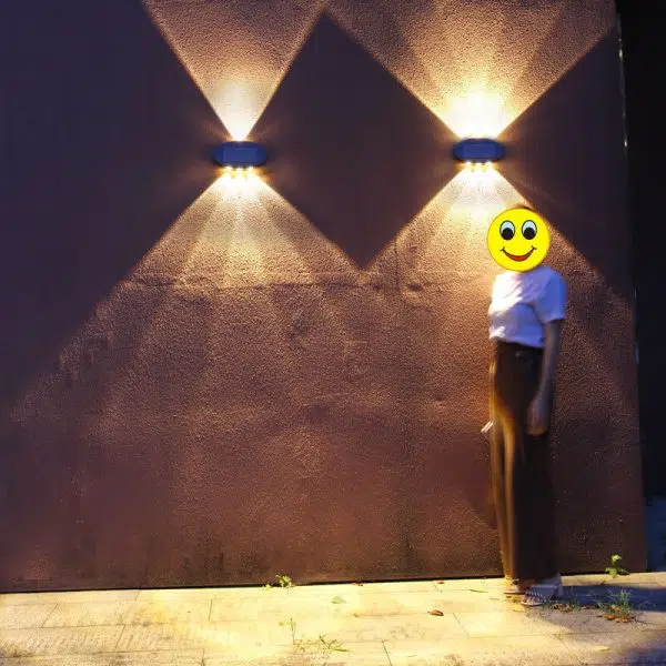 Modern Round Tempered Glass Waterproof Solar LED Outdoor Garden Wall Sconce Lamp - Image 3