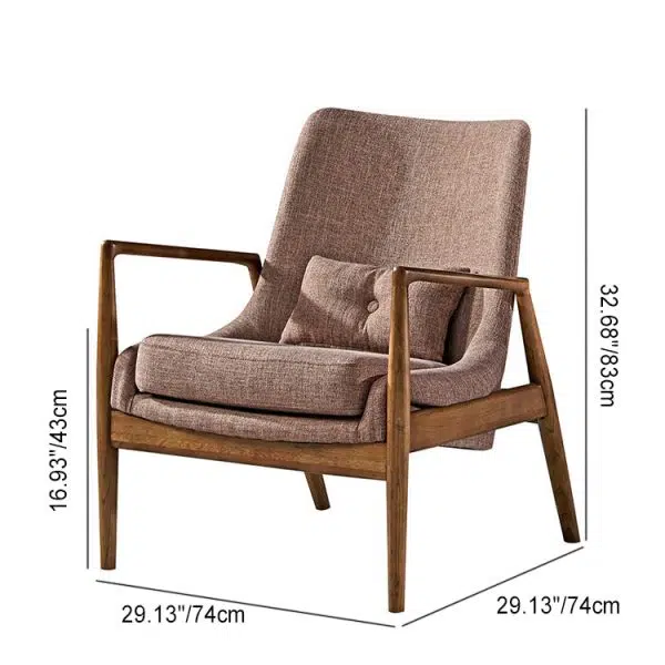 Contemporary Nordic Square Upholstered Fabric Wood Accent Chair Backrest Armrest For Living Room - Image 4
