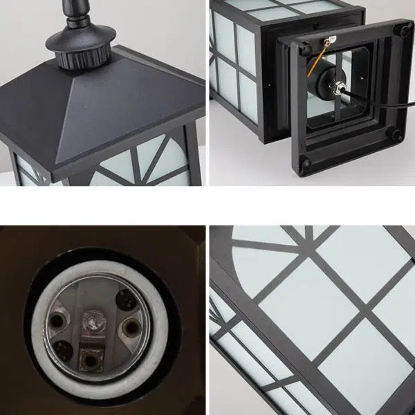 Outdoor Chinese Frosted Glass Aluminum Square Cage Post Head 1-Light Waterproof Patio Landscape Light - Image 7