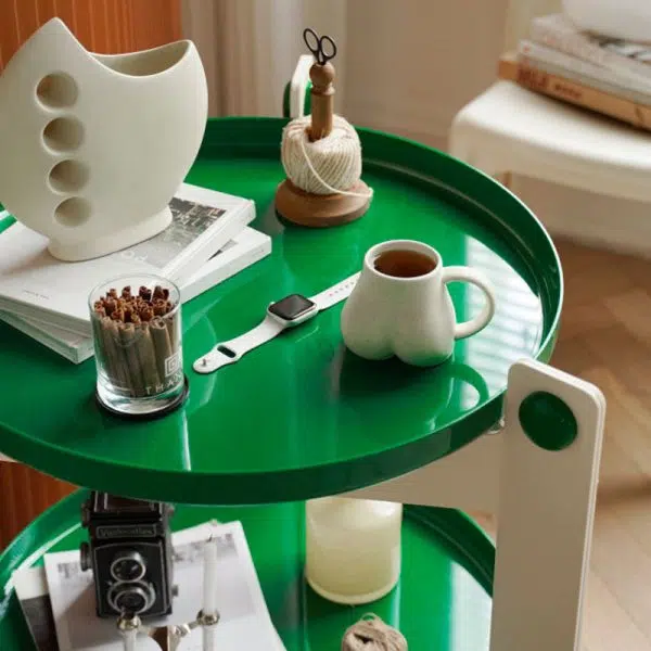 Contemporary Creative Round PET Acrylic End Table 2-Tier For Living Room - Image 6