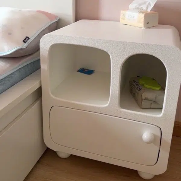 Contemporary Creative Rectangular Wood End Table 1-Drawer For Living Room - Image 5