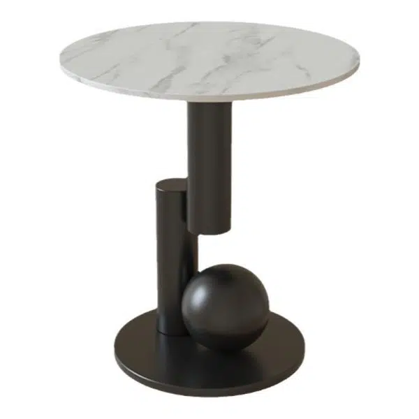 Contemporary Luxury Circular Rock Slabs Geometric Base End Table For Living Room - Image 7