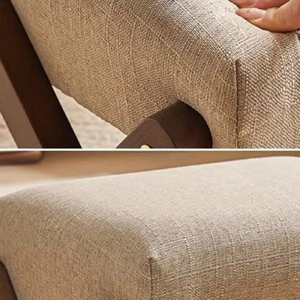 Traditional Chinese Rectangular Wood Fabric Chair Backless Armless For Living Room - Image 5