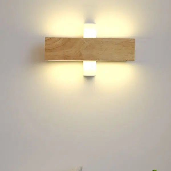 Japanese Minimalist Log Rectangular Flat Rotatable LED Wall Sconce Lamp - Image 5